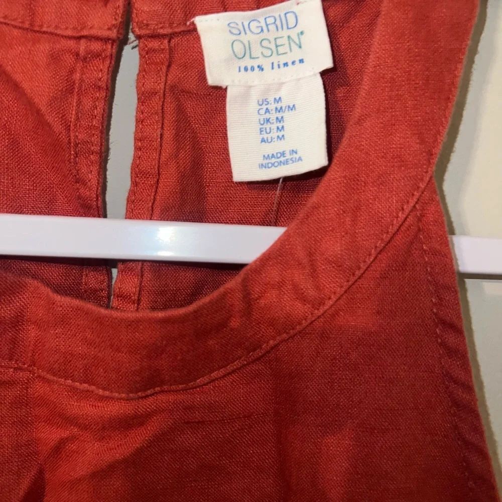 Sigrid Olsen Red Orange Linen Dress - Picture 3 of 4